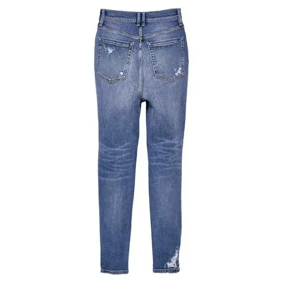 Free People Women's Phoenix High-Rise Ripped Skinny Jeans Navy Size 24, $98 NWT - Picture 3 of 5